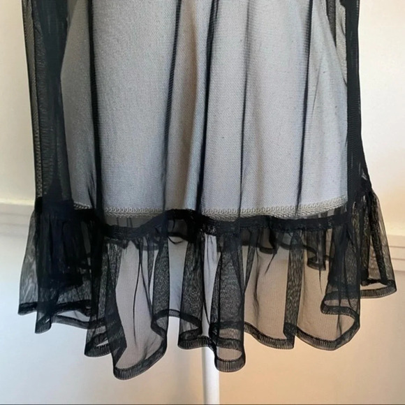 Lauren Conrad • Black Sheer Ruffle Trim Embroidered Tank Top - Picture 4 of 5